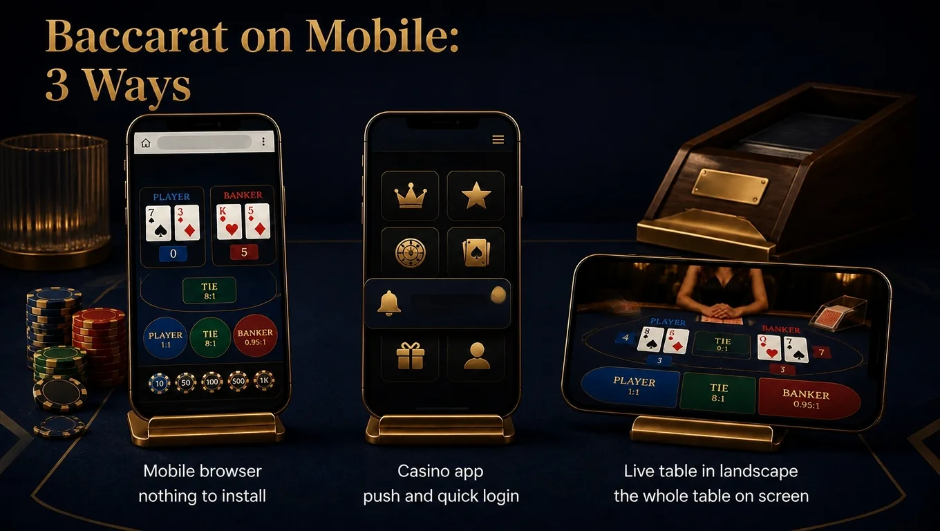 Three ways to play baccarat on a phone