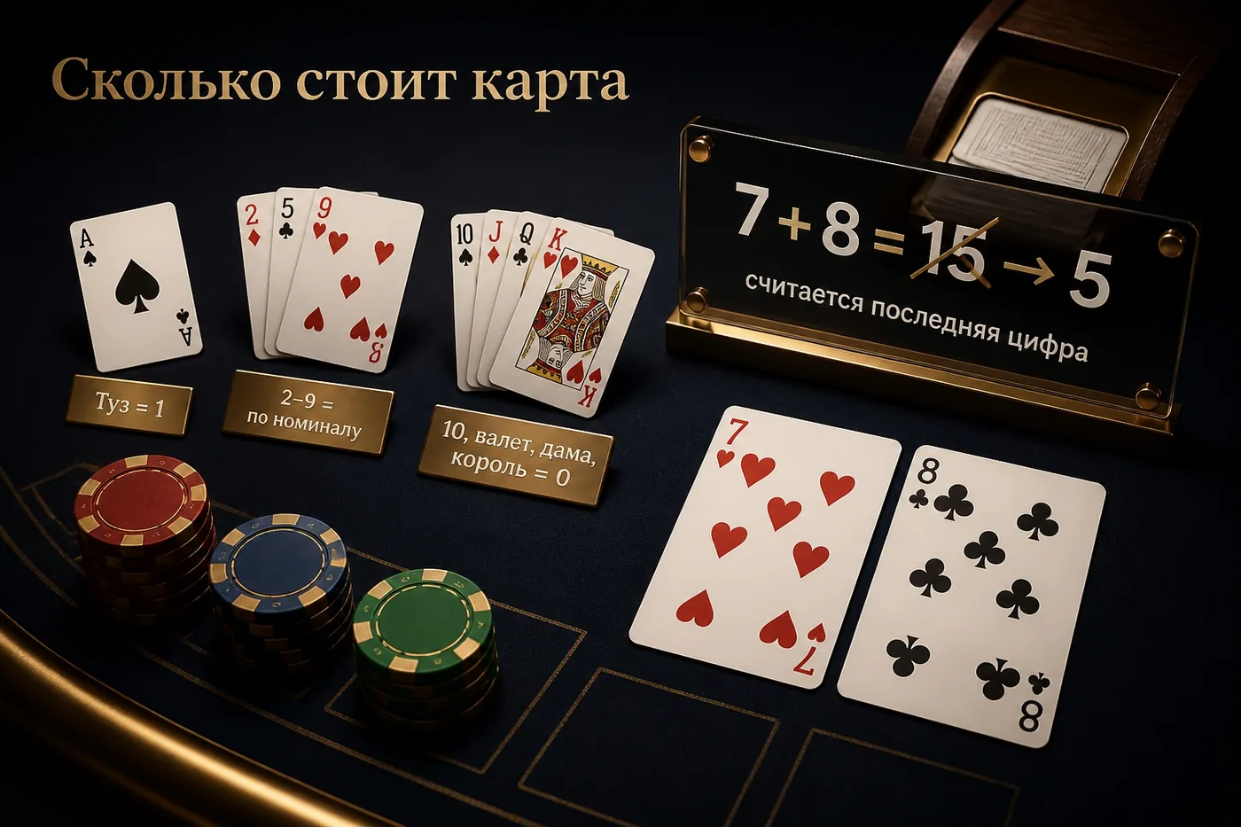 Значения карт в баккара и пример подсчёта